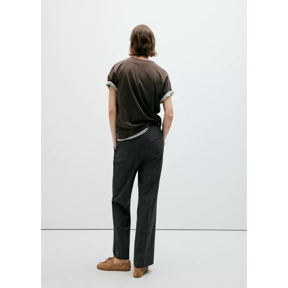 Pantalon droit taille normale gris, MANGO