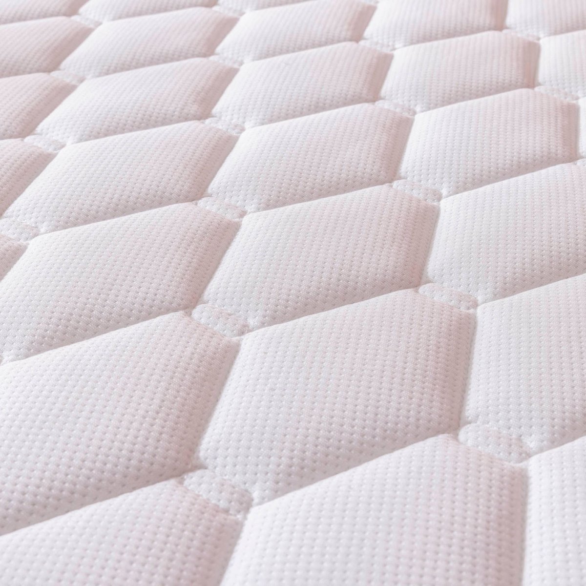 Ensemble matelas ressorts ensachés NATTY, sommier TWIST et pieds blanc, MERINOS