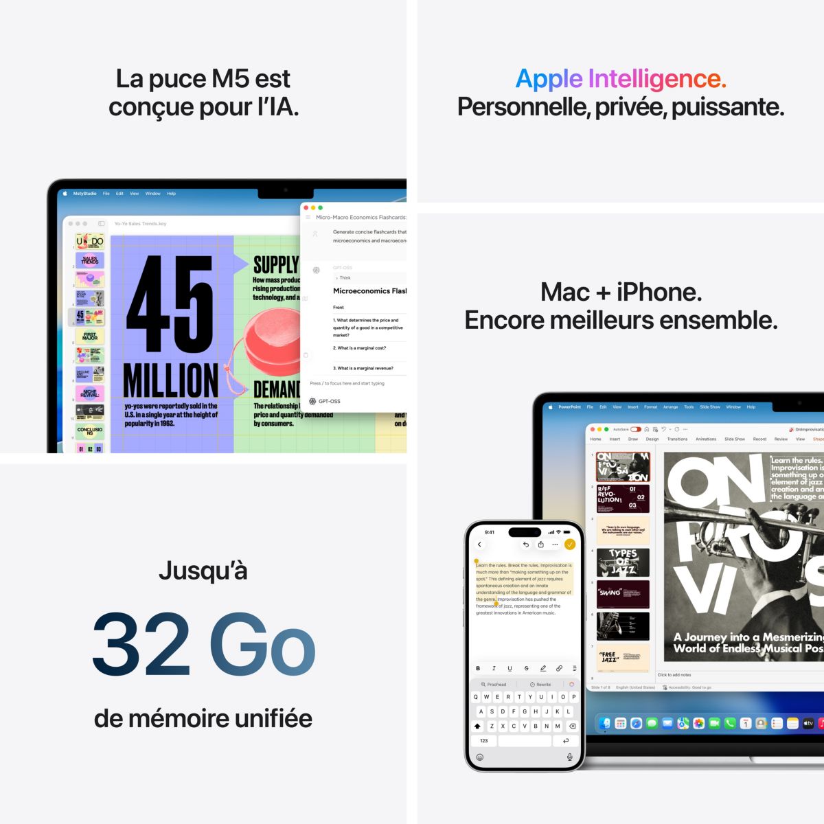 Ordinateur Apple Air 15" Puce M5 CPU 10 / GPU 10 coeurs Mémoire RAM 24Go Stockage 1To SSD Minuit couleur unique, APPLE