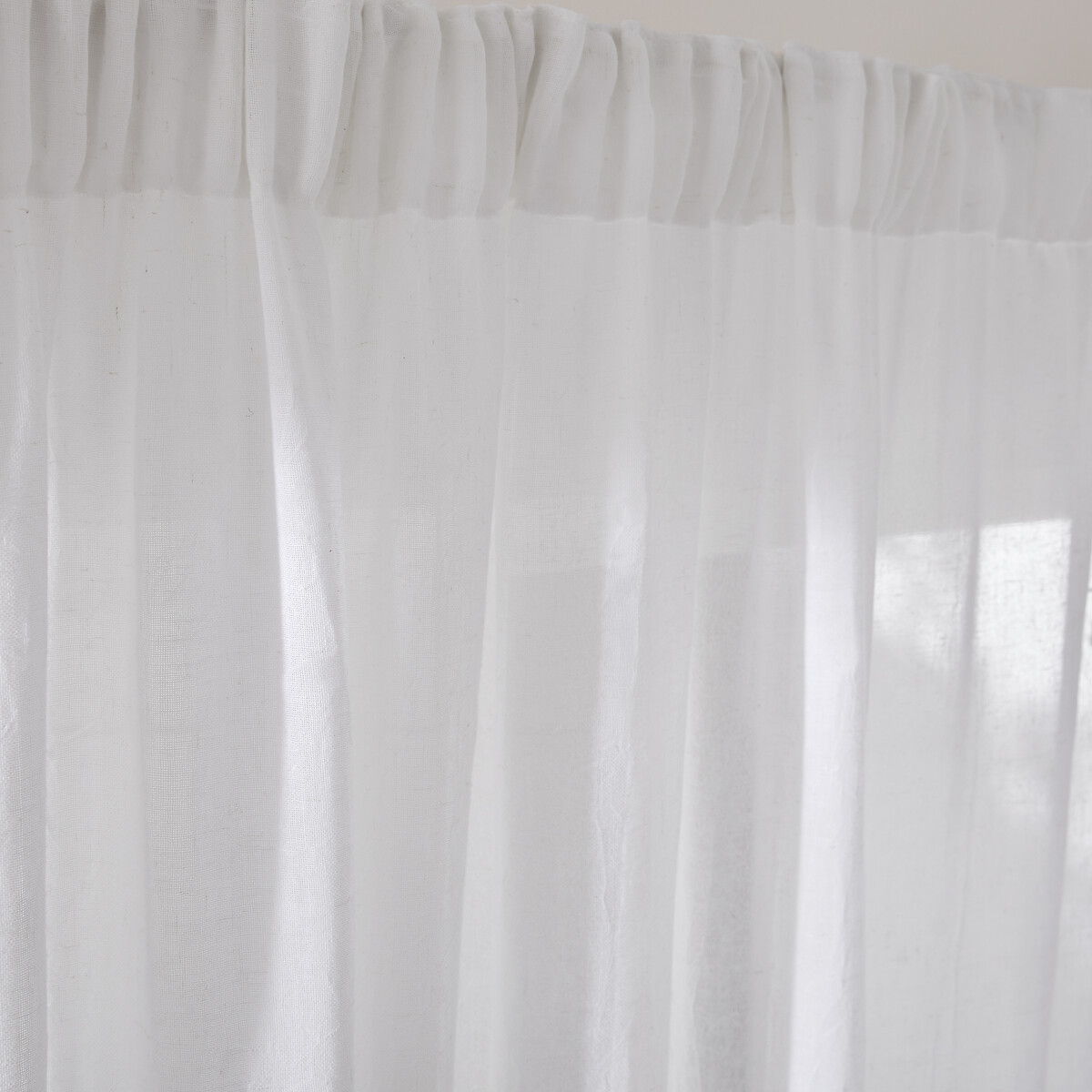 Voilage polyester et lin, à galon fronceur et wave, ARON blanc, LA REDOUTE INTERIEURS