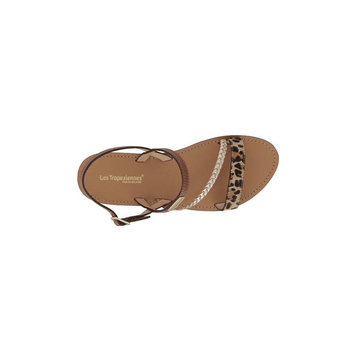 Sandales cuir Batresse or/léopard, LES TROPEZIENNES PAR M.BELARBI