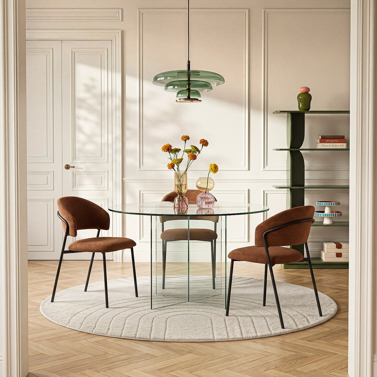 Table ronde en verre trempé FICHET transparent, HABITAT
