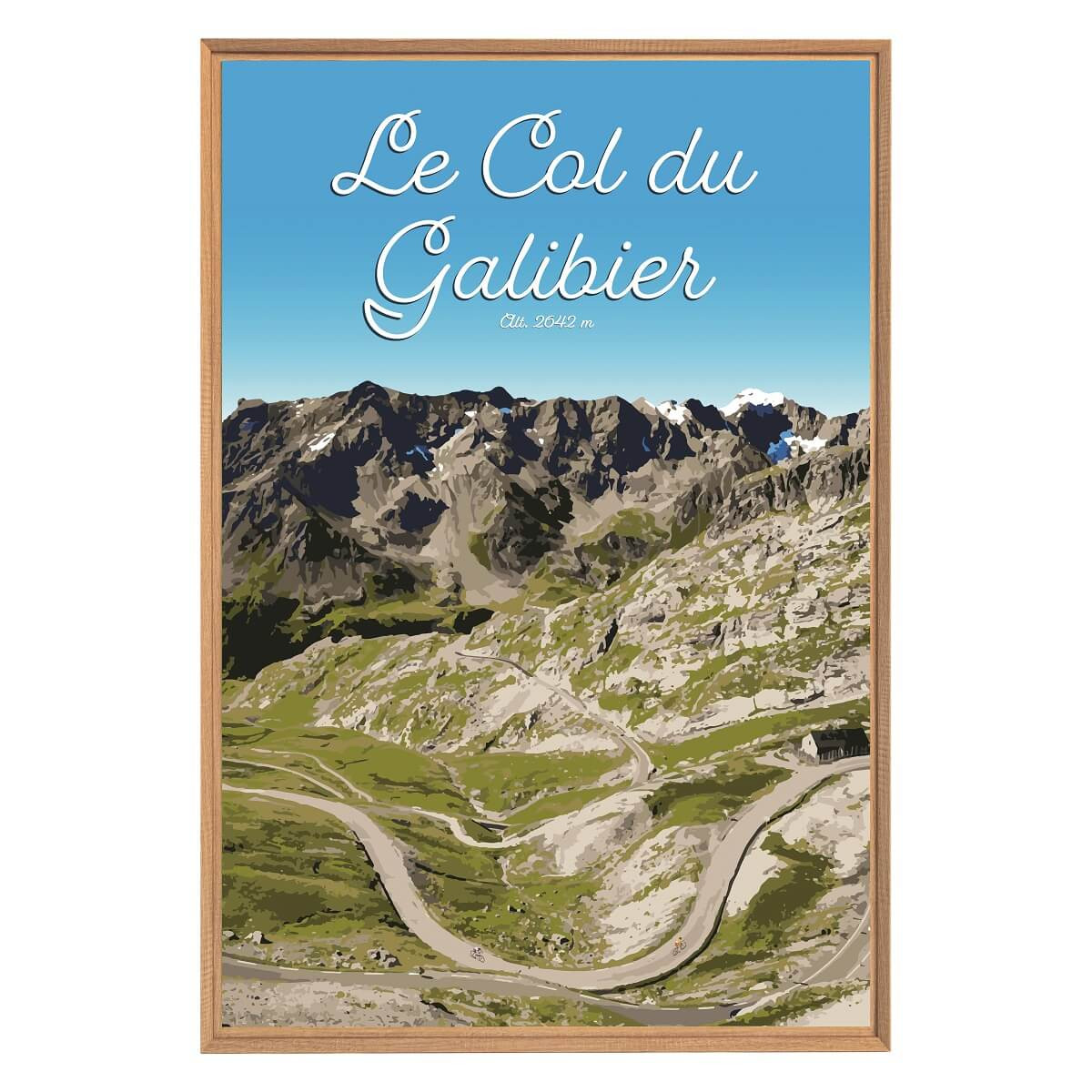 Tableau Mural Illustration Col Du Galibier MONTAGNE vert-fibres de bois, CEANOTHE