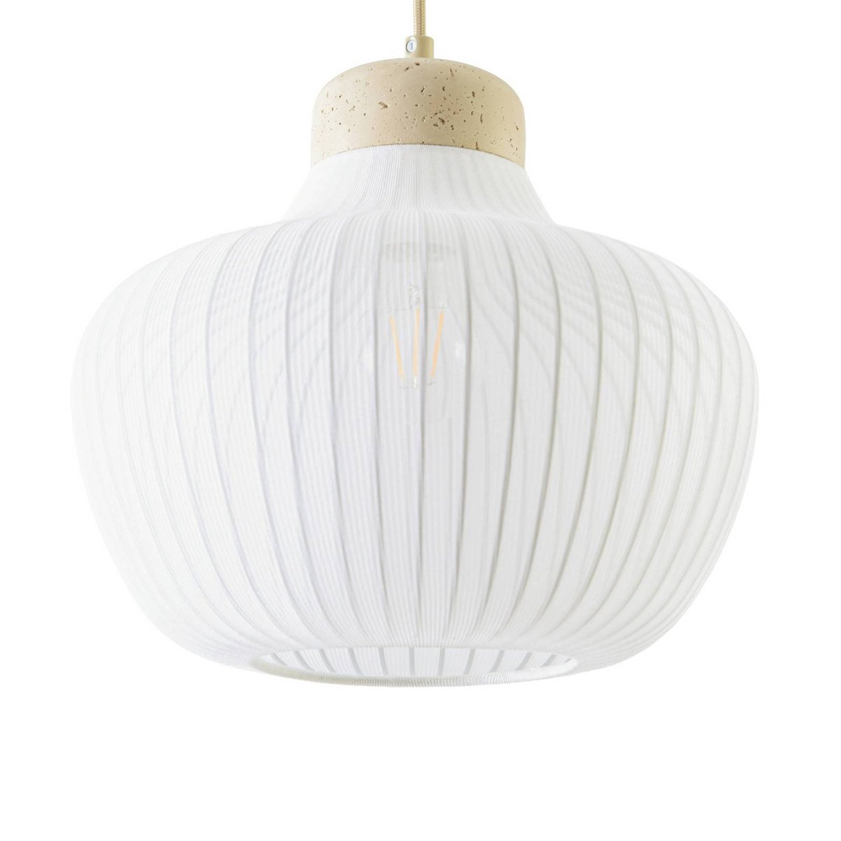 Suspension en textile scandinave, Eloise blanc, beige, LUCANDE