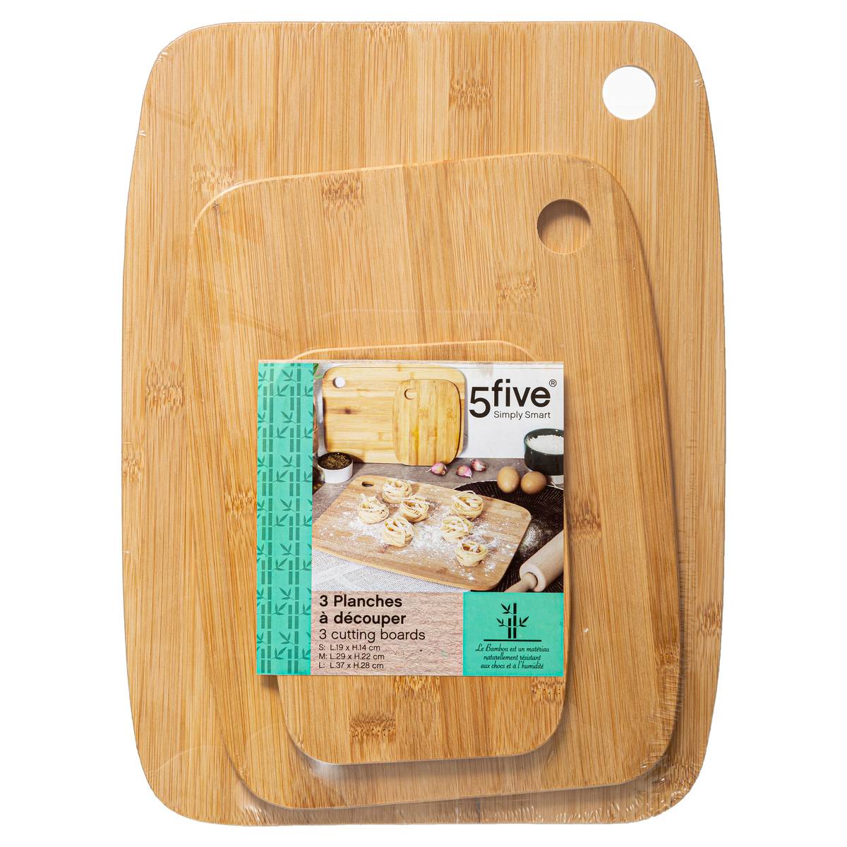 Lot de 3 planches à découper BAMBOU beige, 5FIVE SIMPLY SMART