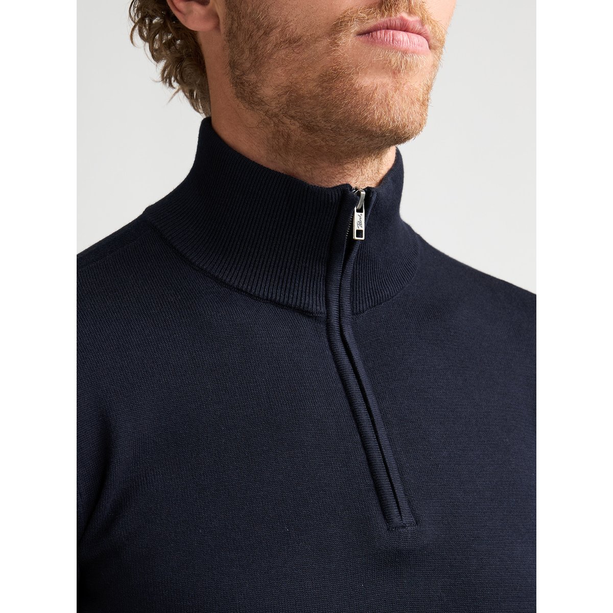 Pull maille fine demi-zippé wheel bleu navy blue, PETROL INDUSTRIES