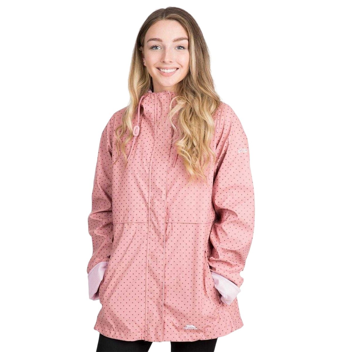 Imperméable à capuche ajustable motif/style à pois SPLOSH rose pâle à pois, TRESPASS