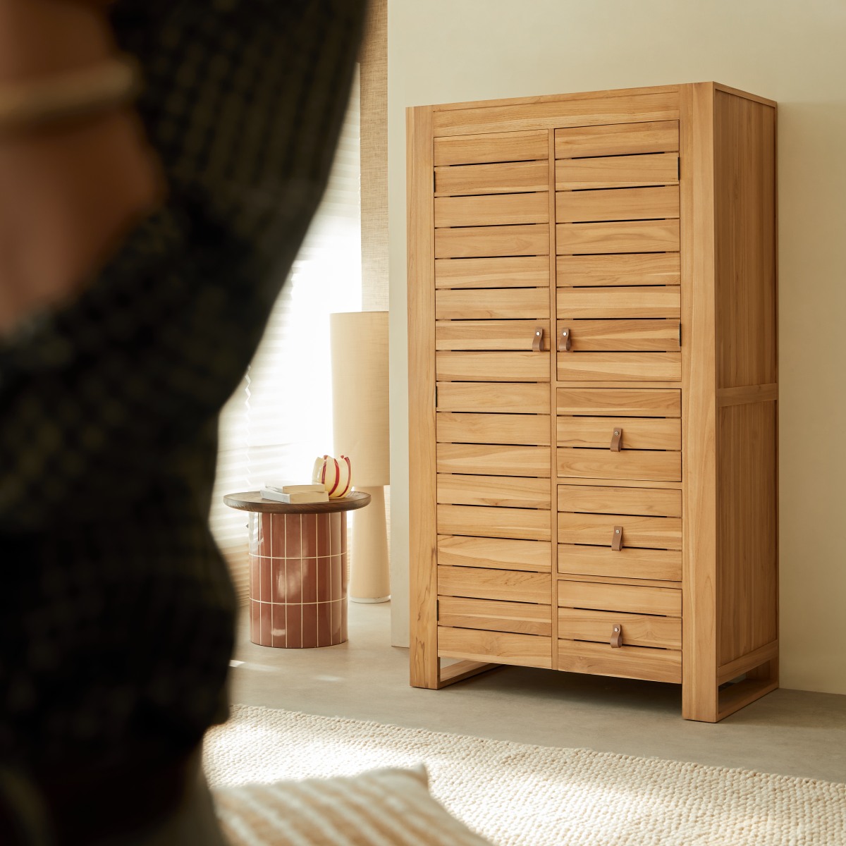 Armoire en Teck massif, MINIMALYS naturel, TIKAMOON