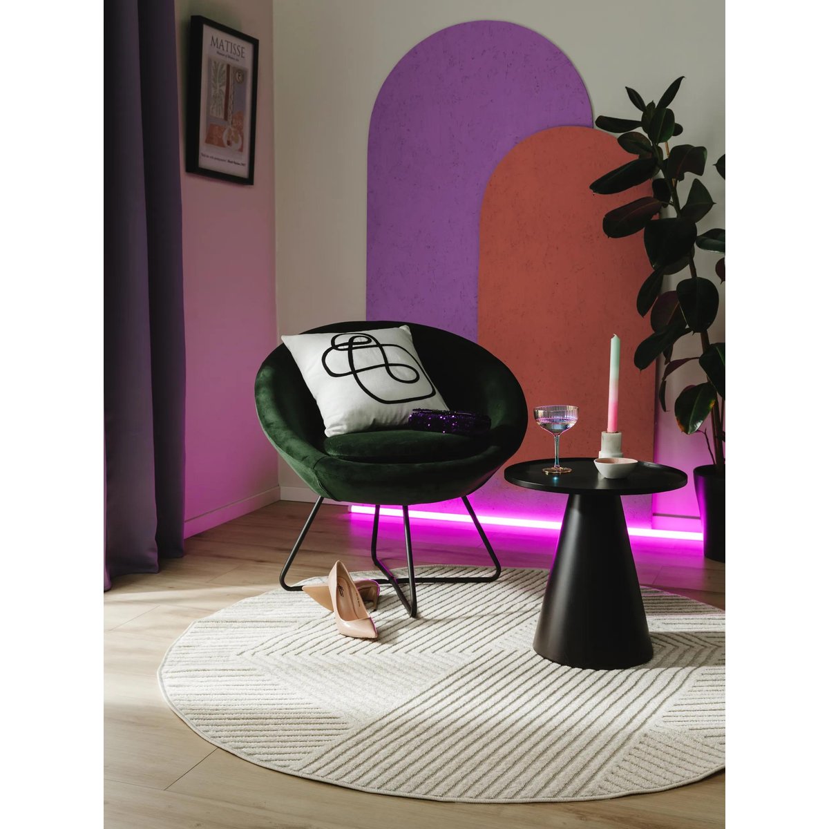 Tapis d'extérieur & intérieur rond MARS crème, BENUTA