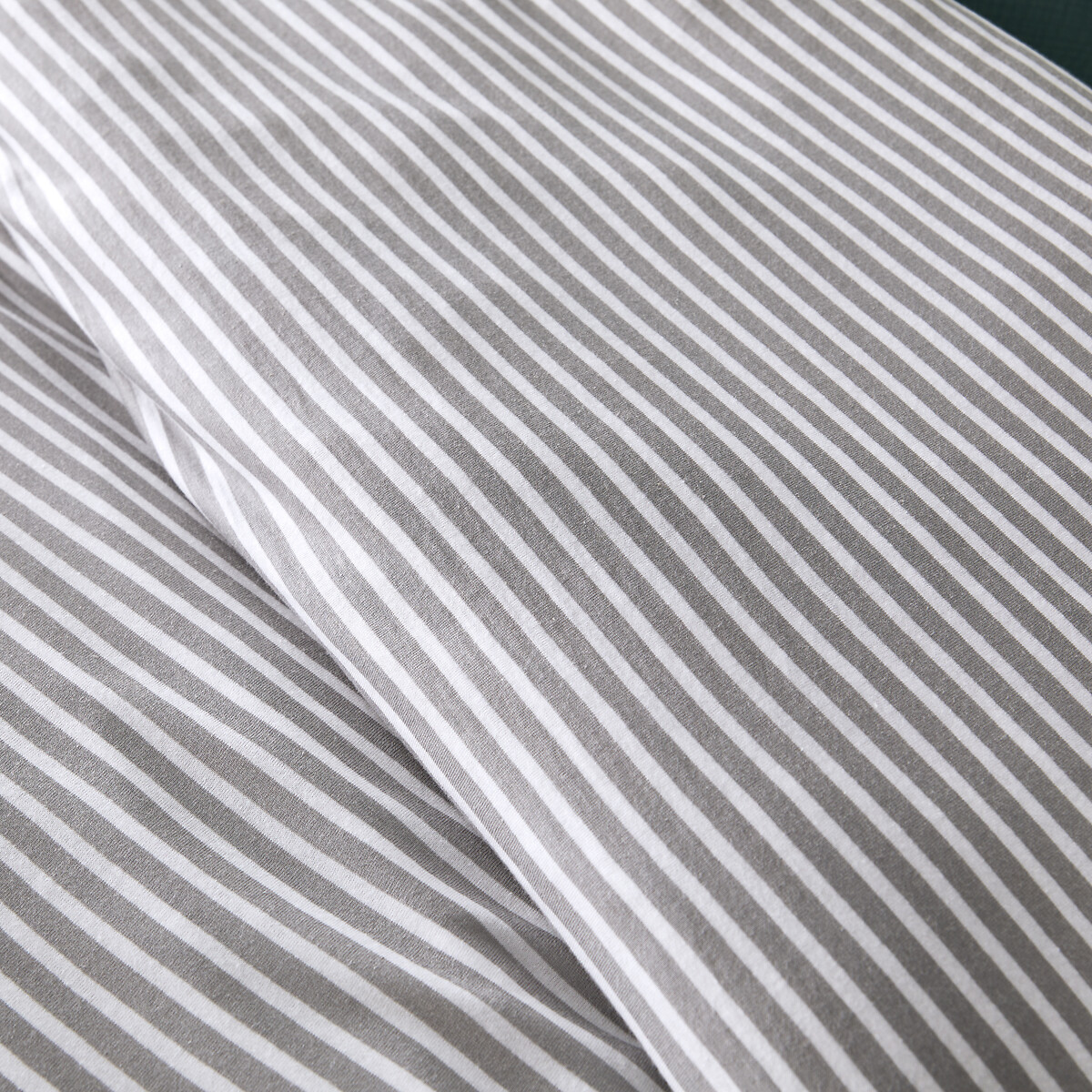 Housse de couette jersey coton/modal, Dolsi gris rayé gris blanc, LA REDOUTE INTERIEURS