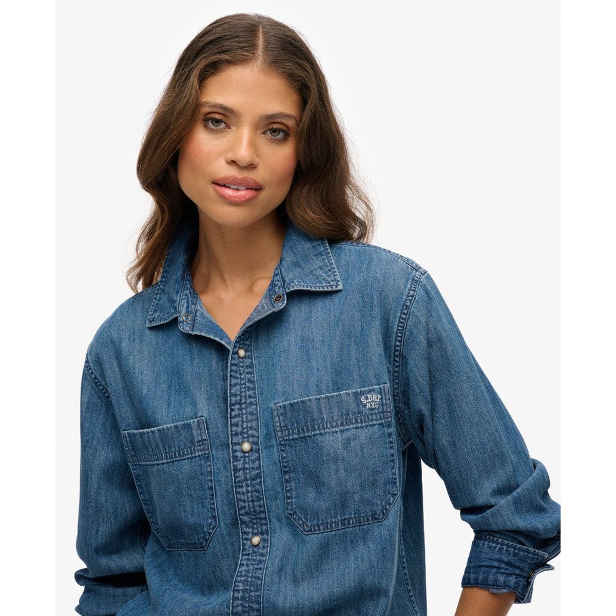 Chemise en Denim Oversize délavage vieilli, SUPERDRY