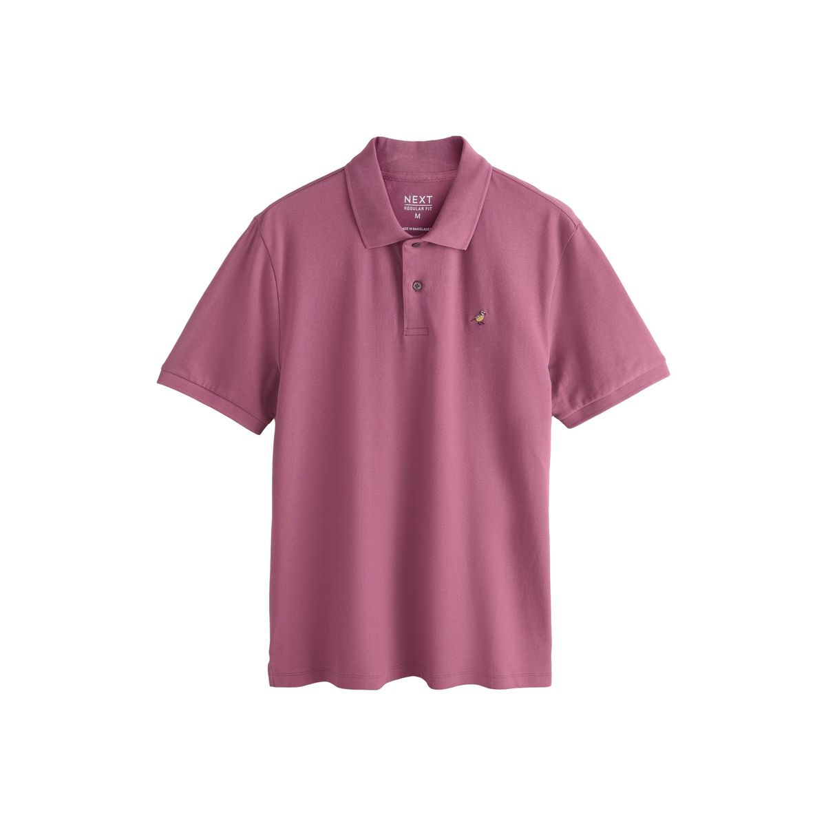 Polo en piqué à manches courtes broderie rose prune, NEXT