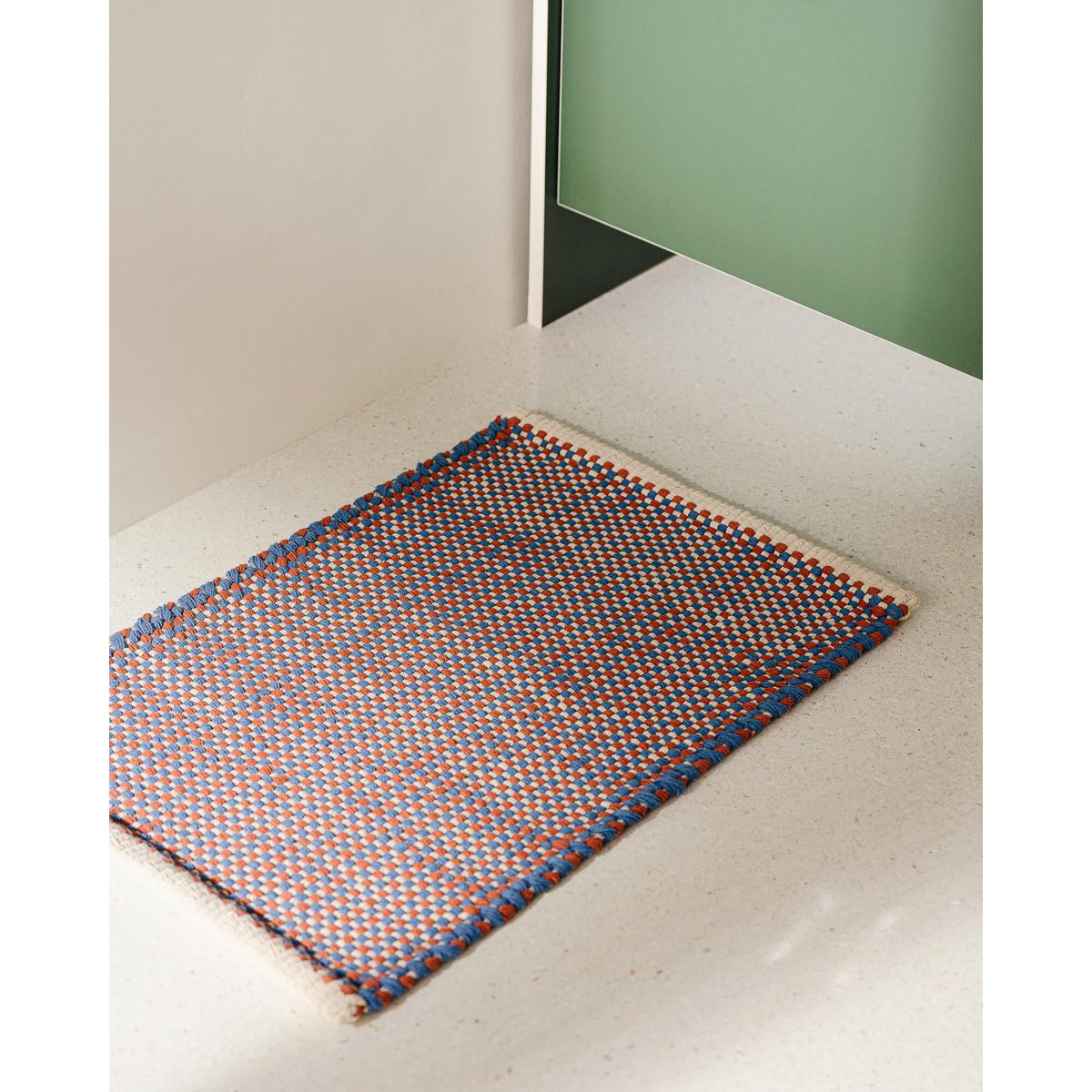 Paillasson Dei - tissage coton terracotta, lilas & jaune, NOO.MA