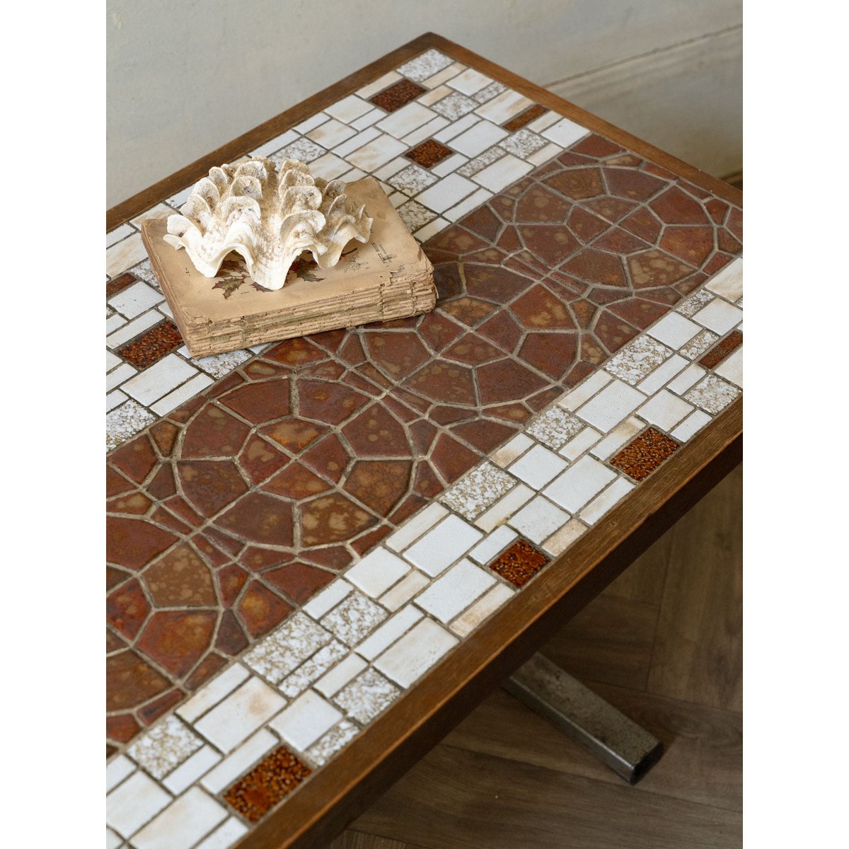 Table basse en céramique et bois Donna N°1046 - Bon état marron, DEBONGOUT