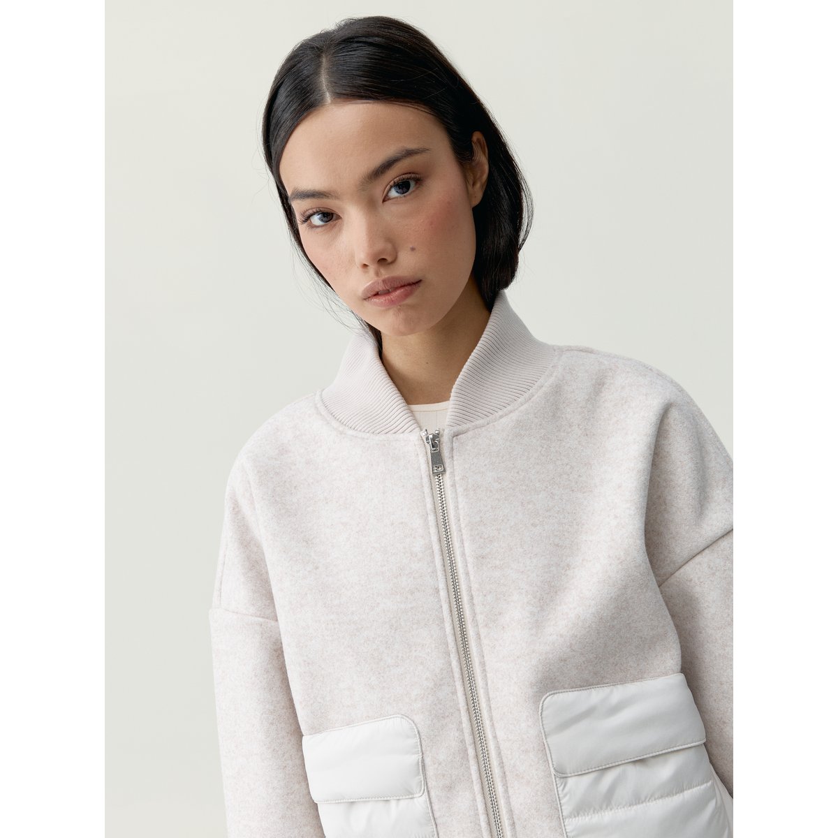 Veste de sport femme Ignis - con cremallera beige colombe chiné, BORN