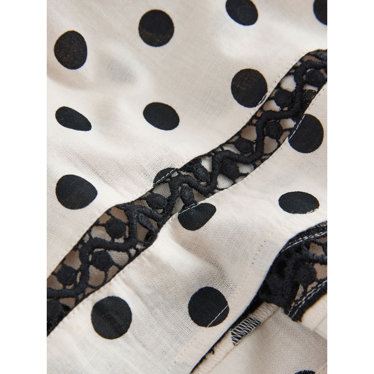Jupe mi-longue froncée crème/pois noirs, NEXT