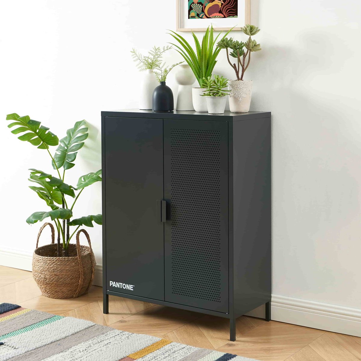 Buffet en acier gris anthracite / tcx 19-5005, PANTONE