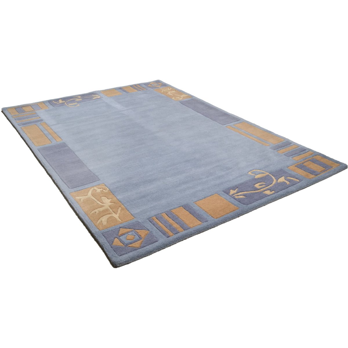Tapis de salon HAWAI tufté main en laine naturelle rouge, THEKO