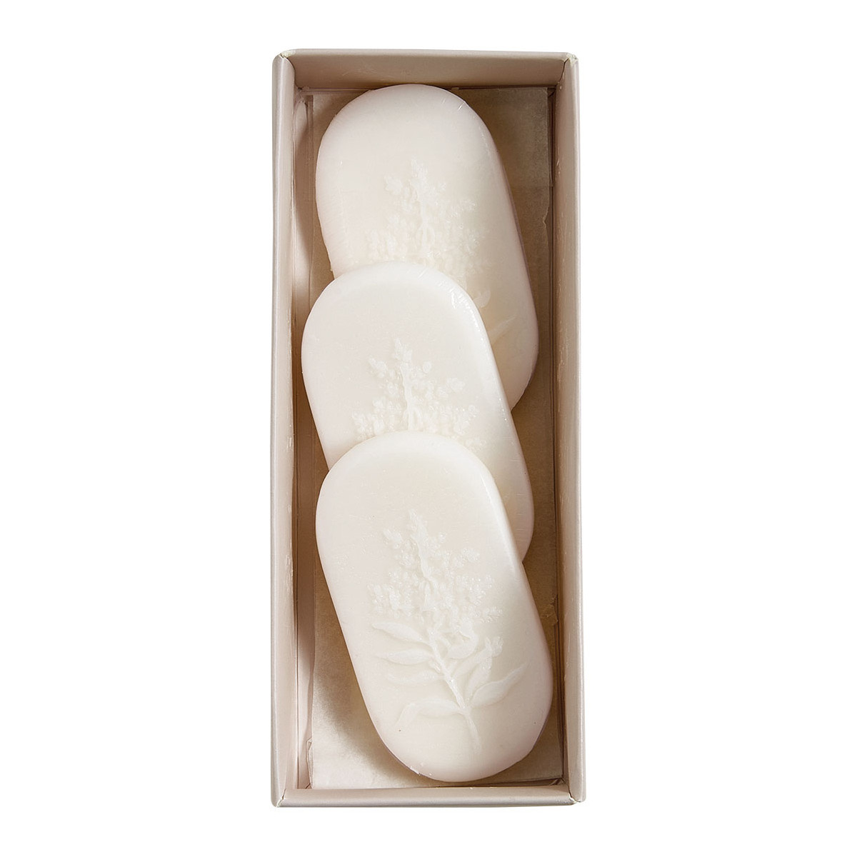 Coffret de 3 décors fondants en cire parfumée blanc, MATHILDE M