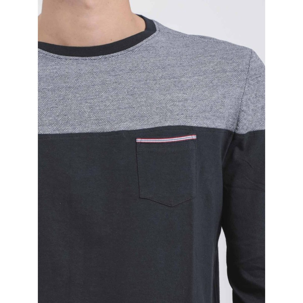 T-shirt Manches Longues Col Rond Pur Coton Jupinel bleu marine, RITCHIE