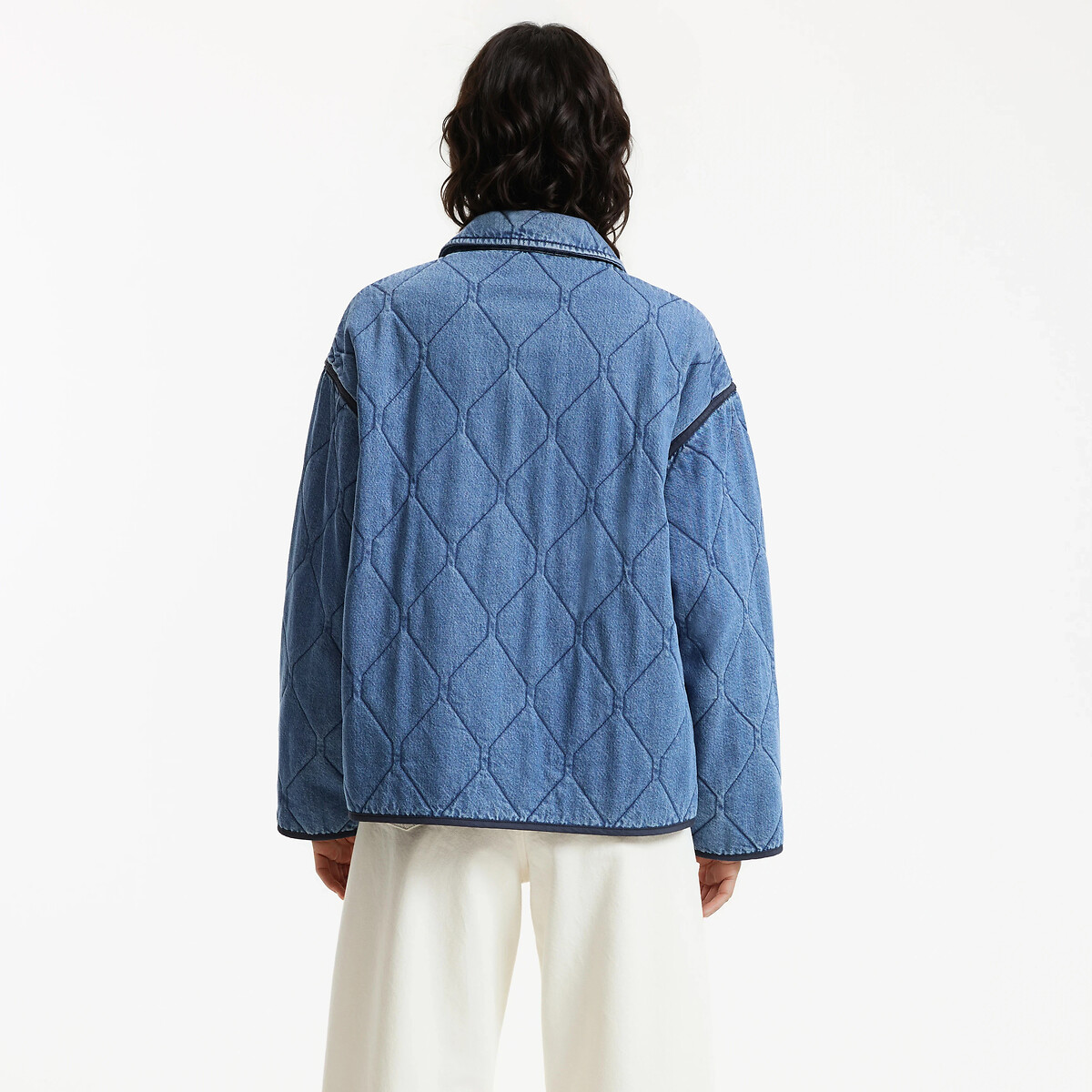 Veste matelassée en denim bleu stone, LA REDOUTE COLLECTIONS