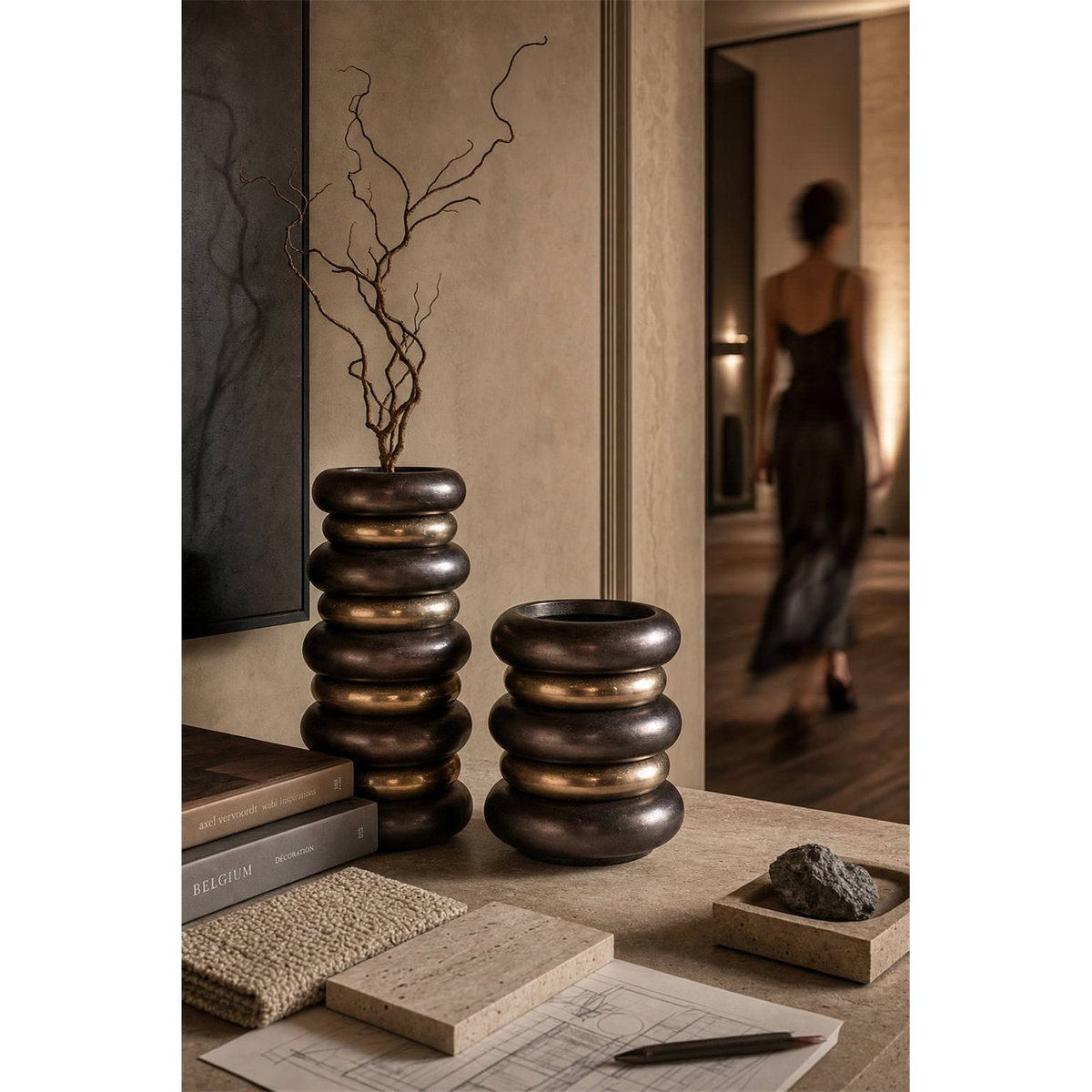 Bougeoir sculptural en aluminium bronze, RECOLLECTION