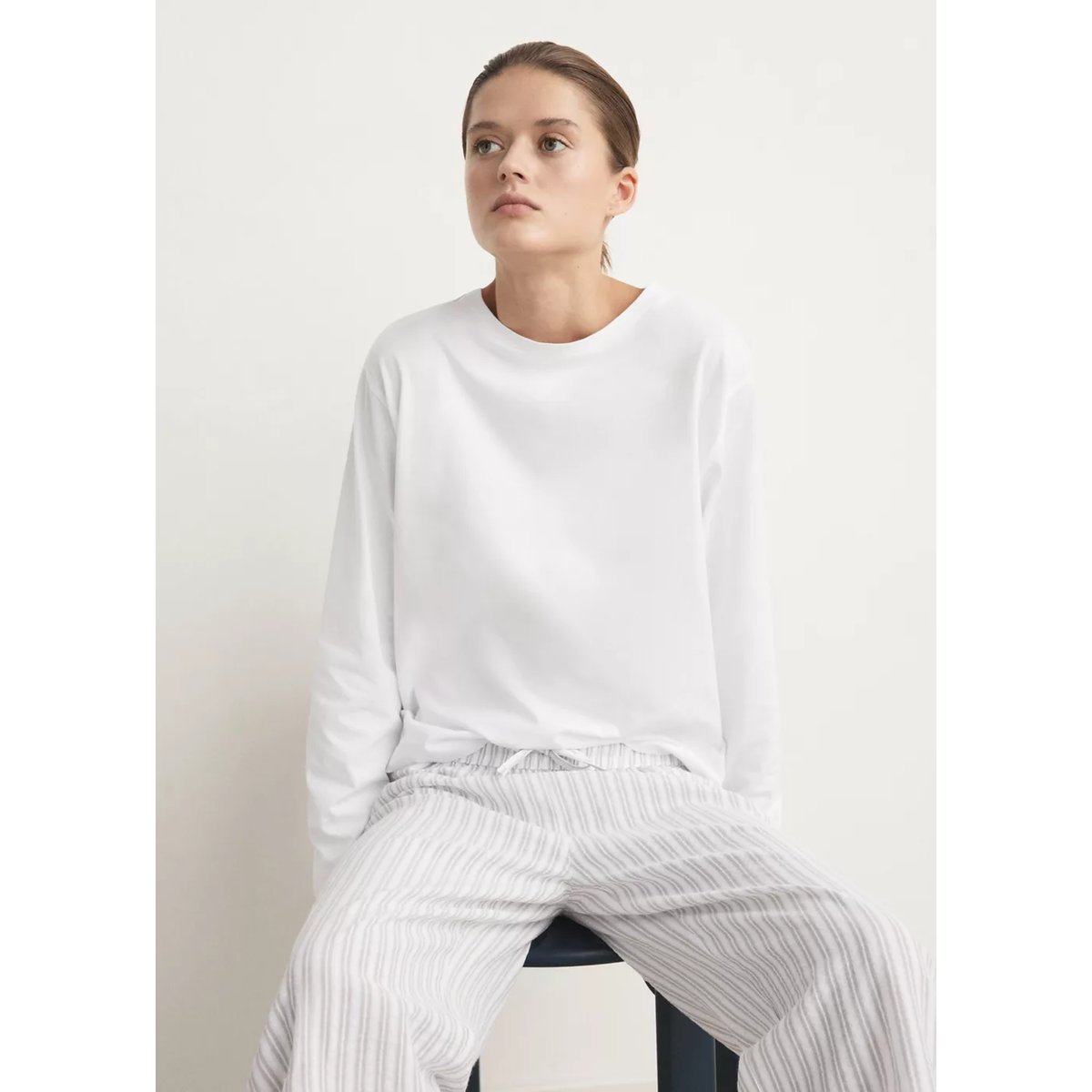 Pyjama deux pièces rayures coton gris, MANGO