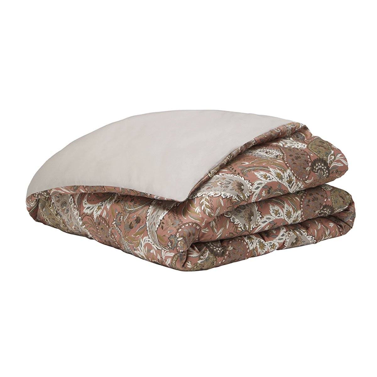 Housse de couette imprimée en satin de coton bio, ZADIG brun terre cuite, ALEXANDRE TURPAULT