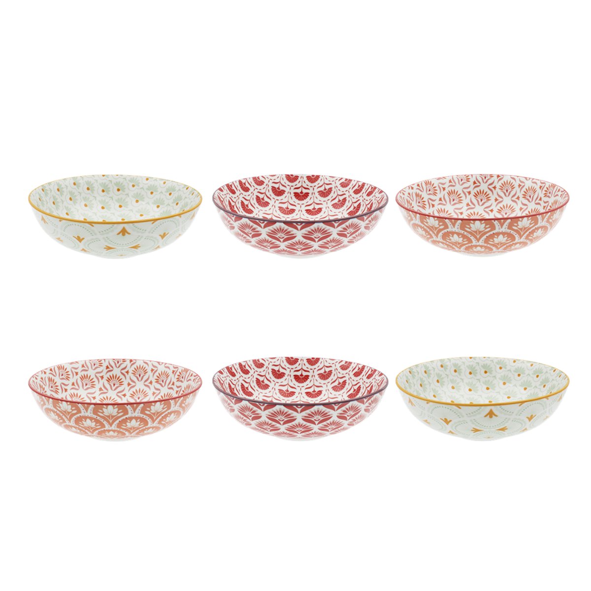 Lot de 6 assiettes creuses, ZOELA multicolore, ARTIME