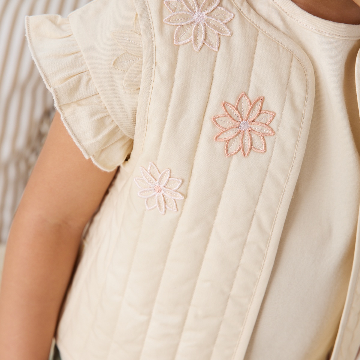 Veste sans manches enfant en popeline Poésie d'été vanille, PETIT BEGUIN