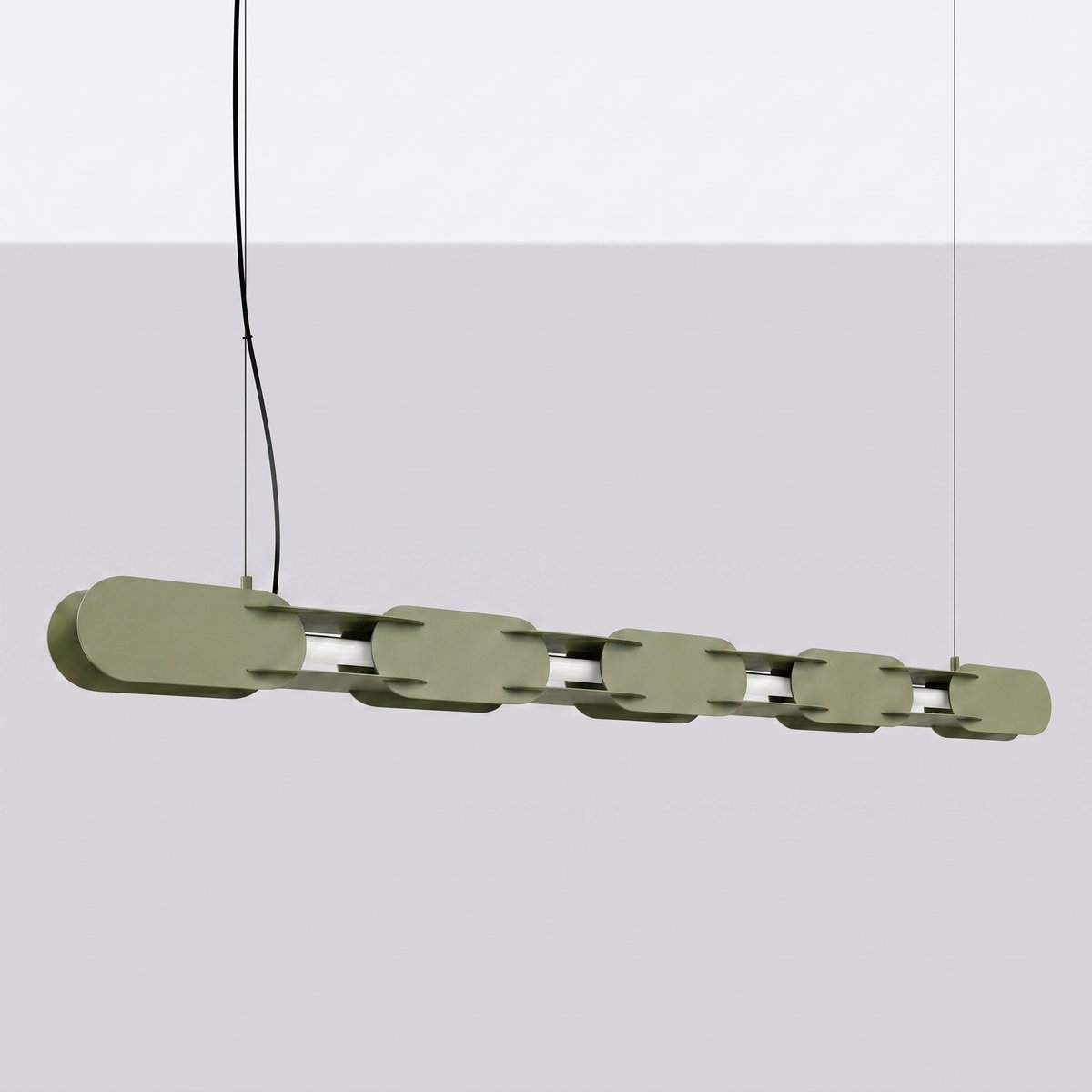 Suspension Acier Vert Olive LED 1 Chain vert olive, EDEN