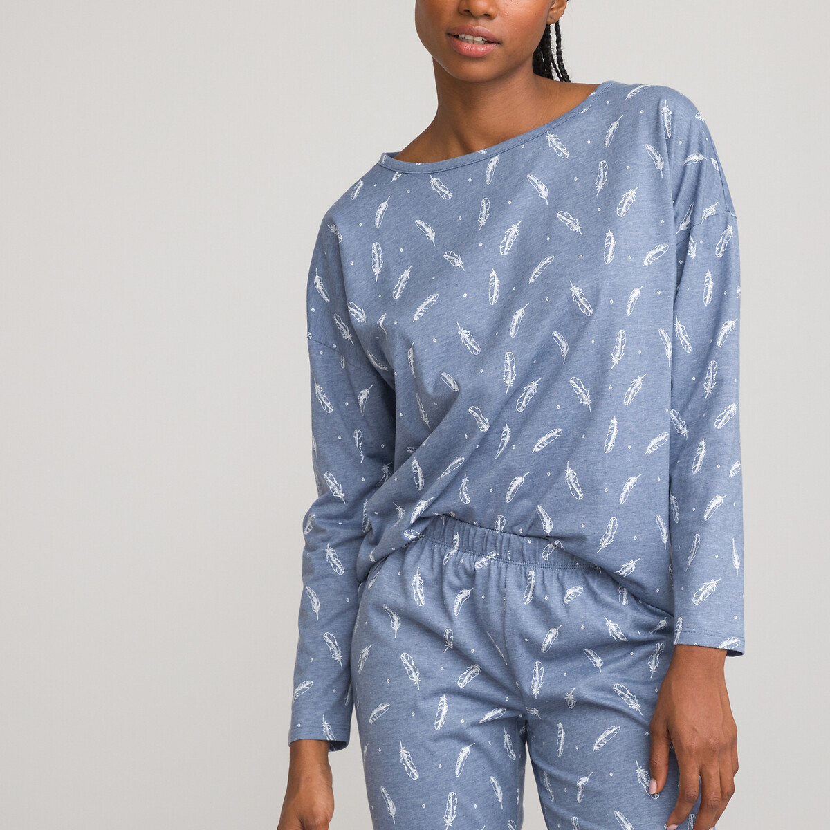 Bedrukte pyjama jeansblauw, SO'HOME