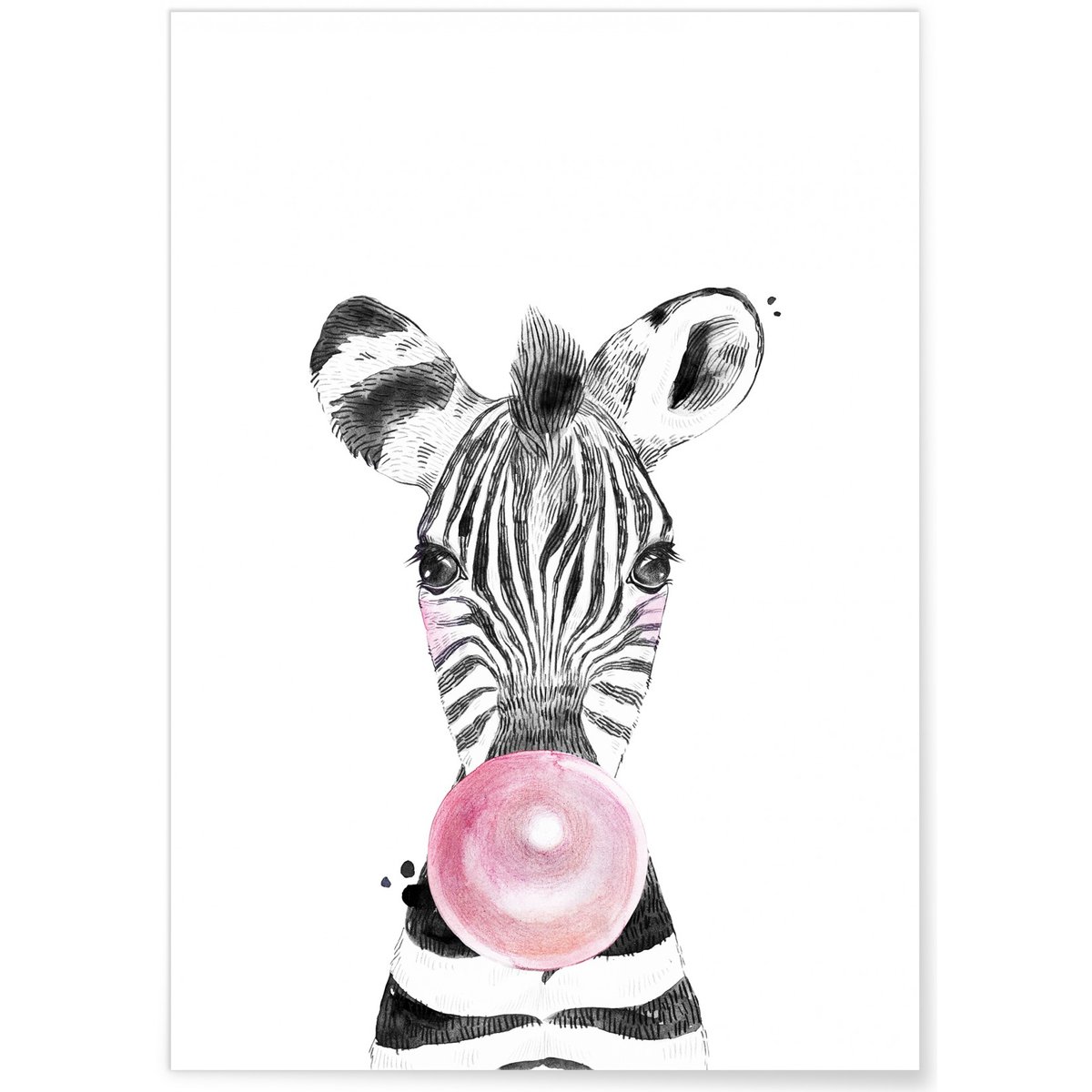 Poster Bulle de Zèbre Rose blanc, L'AFFICHERIE