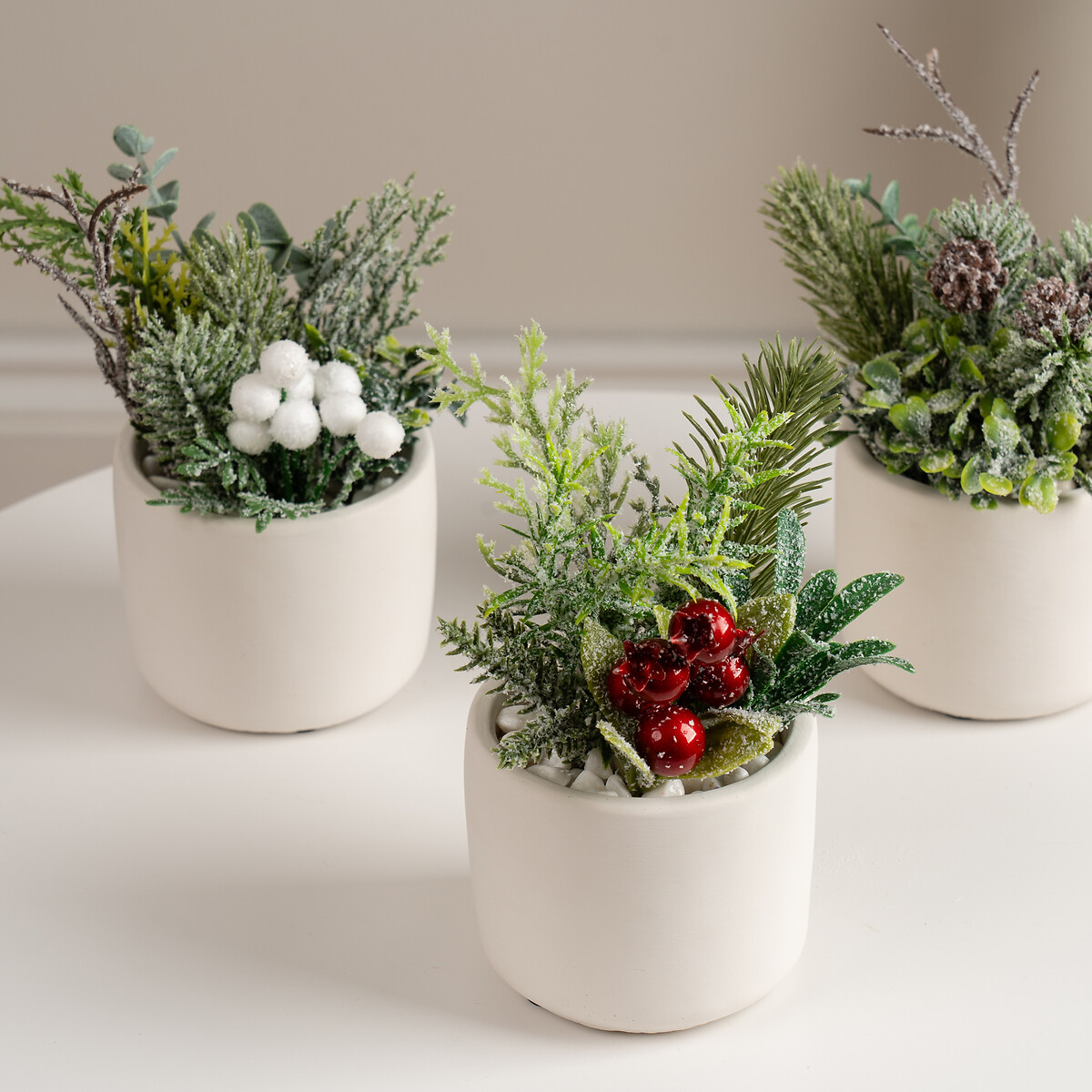 Set of 3 17cm Christmas Plants green, SO'HOME