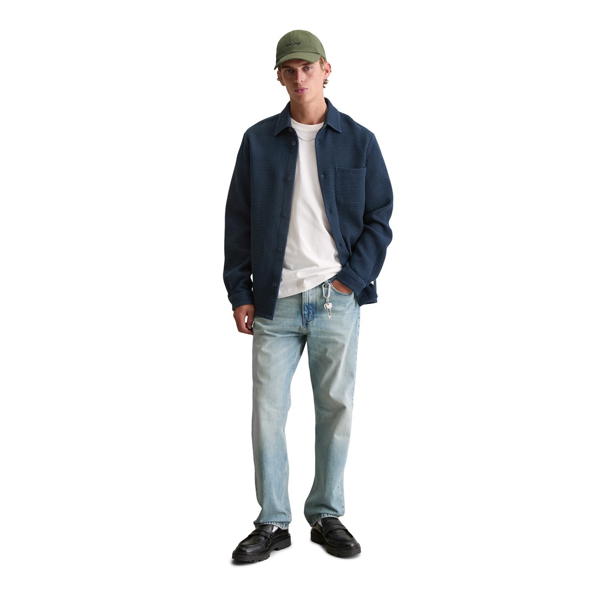 Chemise regular avec structure gaufrée bleu foncé, MARC O’POLO DENIM