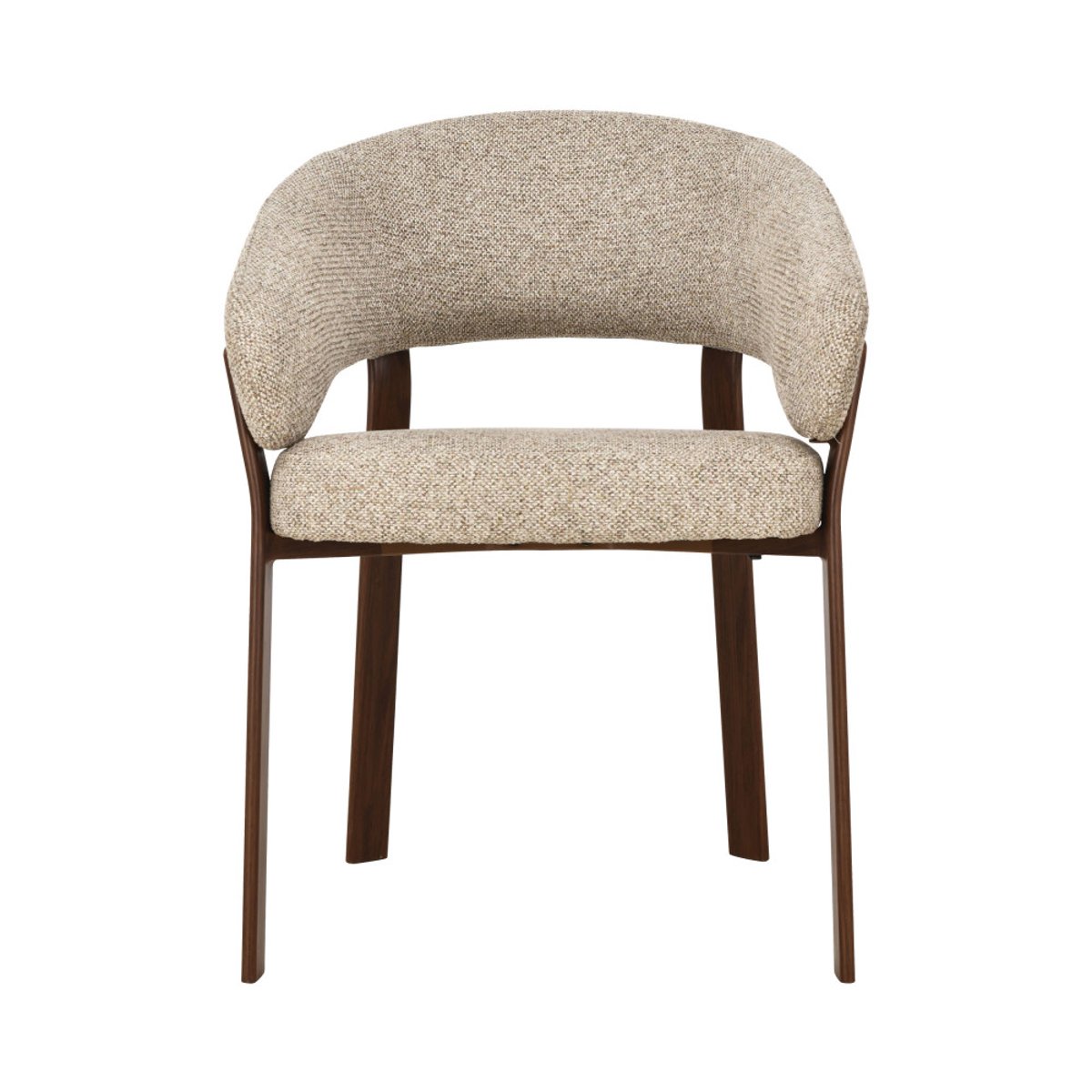 Lot de 2 fauteuils de table en tissu piètement effet bois foncé- EMBO marron chiné, DRAWER