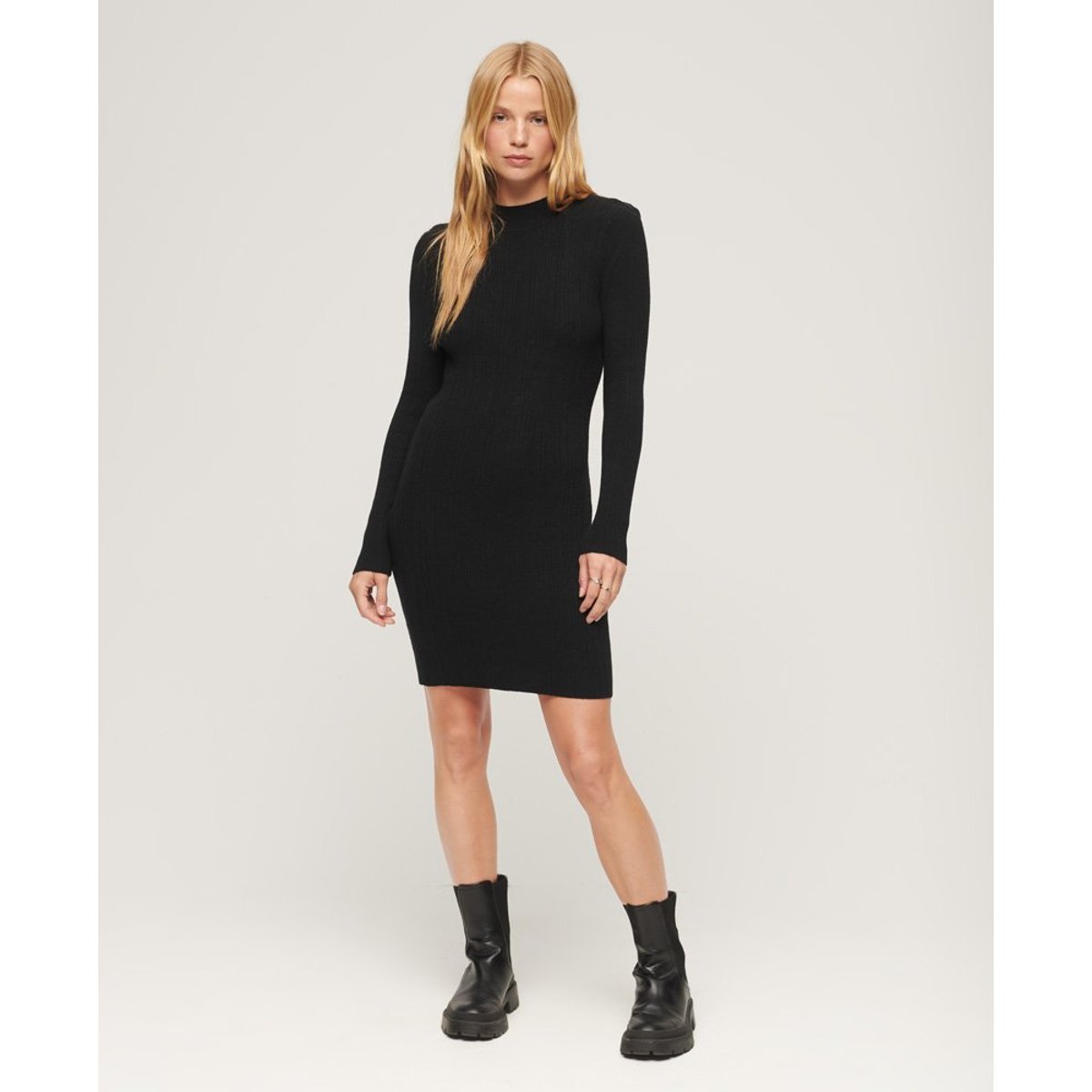 Mini robe moulante dos nu noir, SUPERDRY