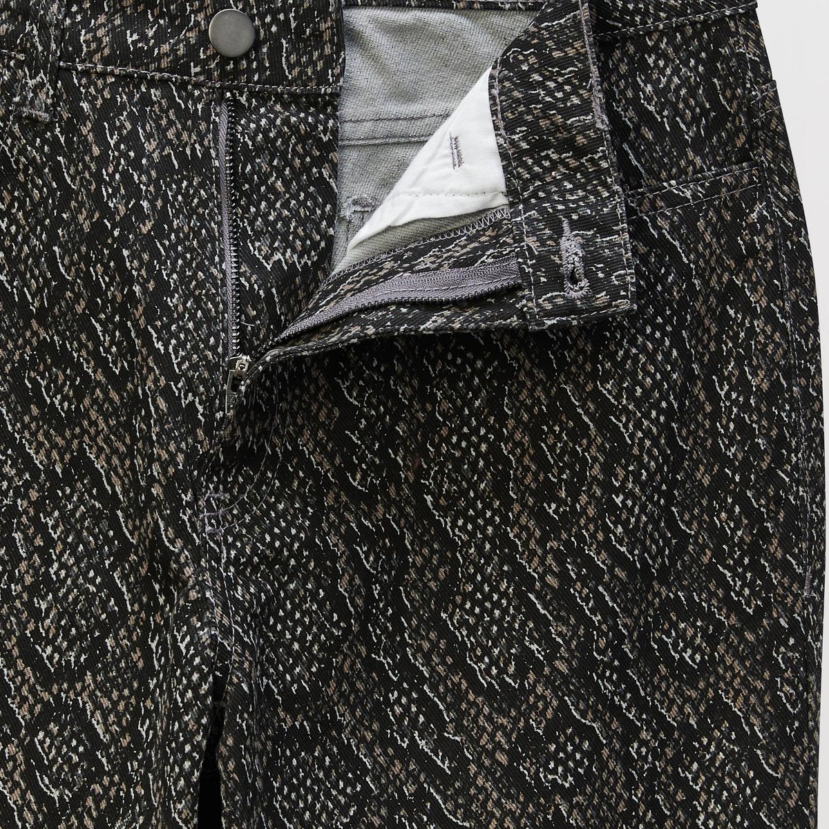 Pantalon droit à motifs en coton bio GOTS gris fonce anthracite, MONOPRIX