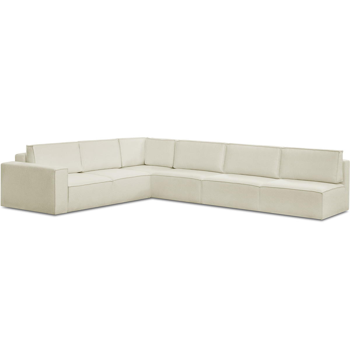 Canapé d'angle droit convertible 10 places en tissu bouclé - HARPER MOD ecru, HOMIFAB