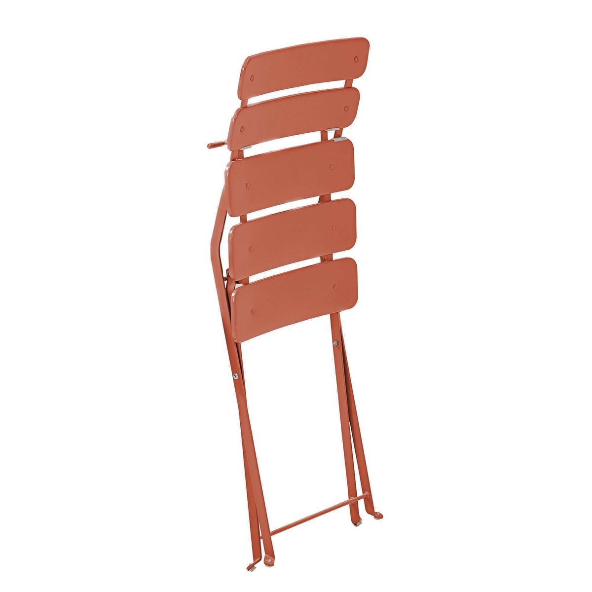 Table de jardin rabattable Et 2 chaises pliantes en métal, ANNECY terracotta, OVIALA