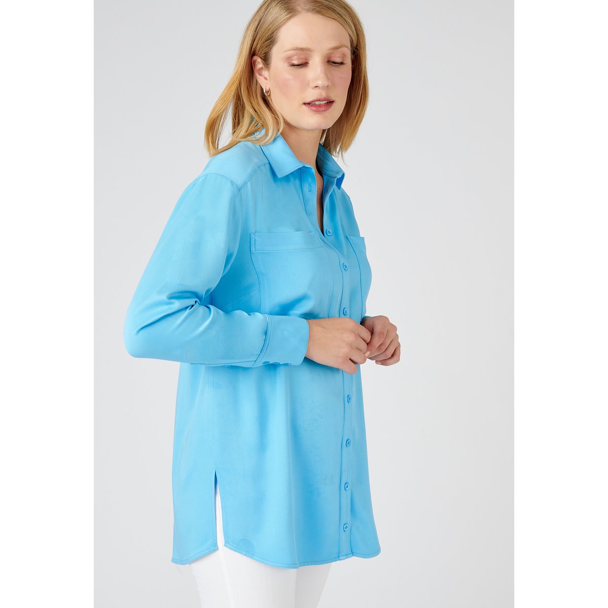 Chemisier-tunique fibres viscose Lenzing(TM) bleu céruléen, DAMART