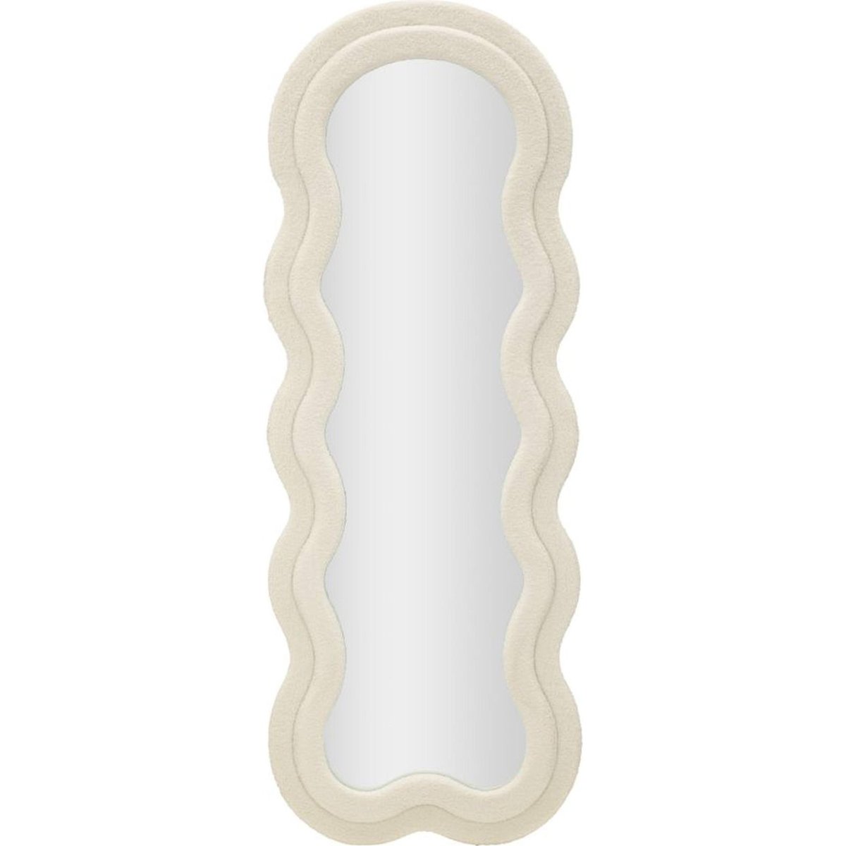 Miroir mural ondulé cadre en tissu bouclé GLAM crème, RECOLLECTION