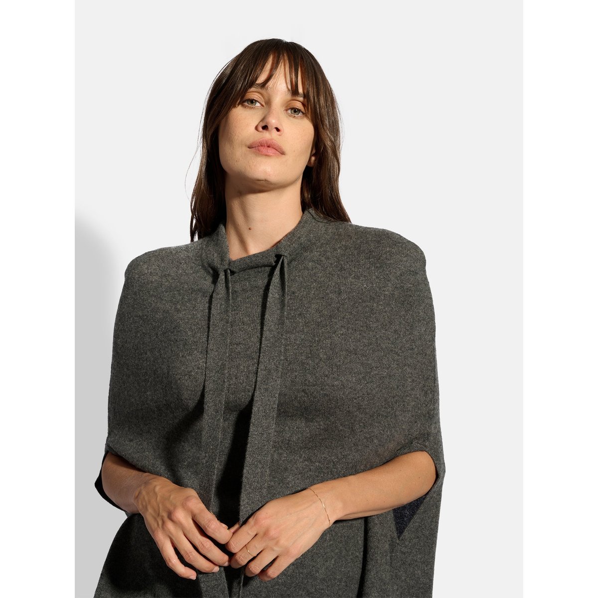Cape Col Rond Cordon Coulissant Anthracite Chiné Miamar gris anthracite chiné, JUST CASHMERE
