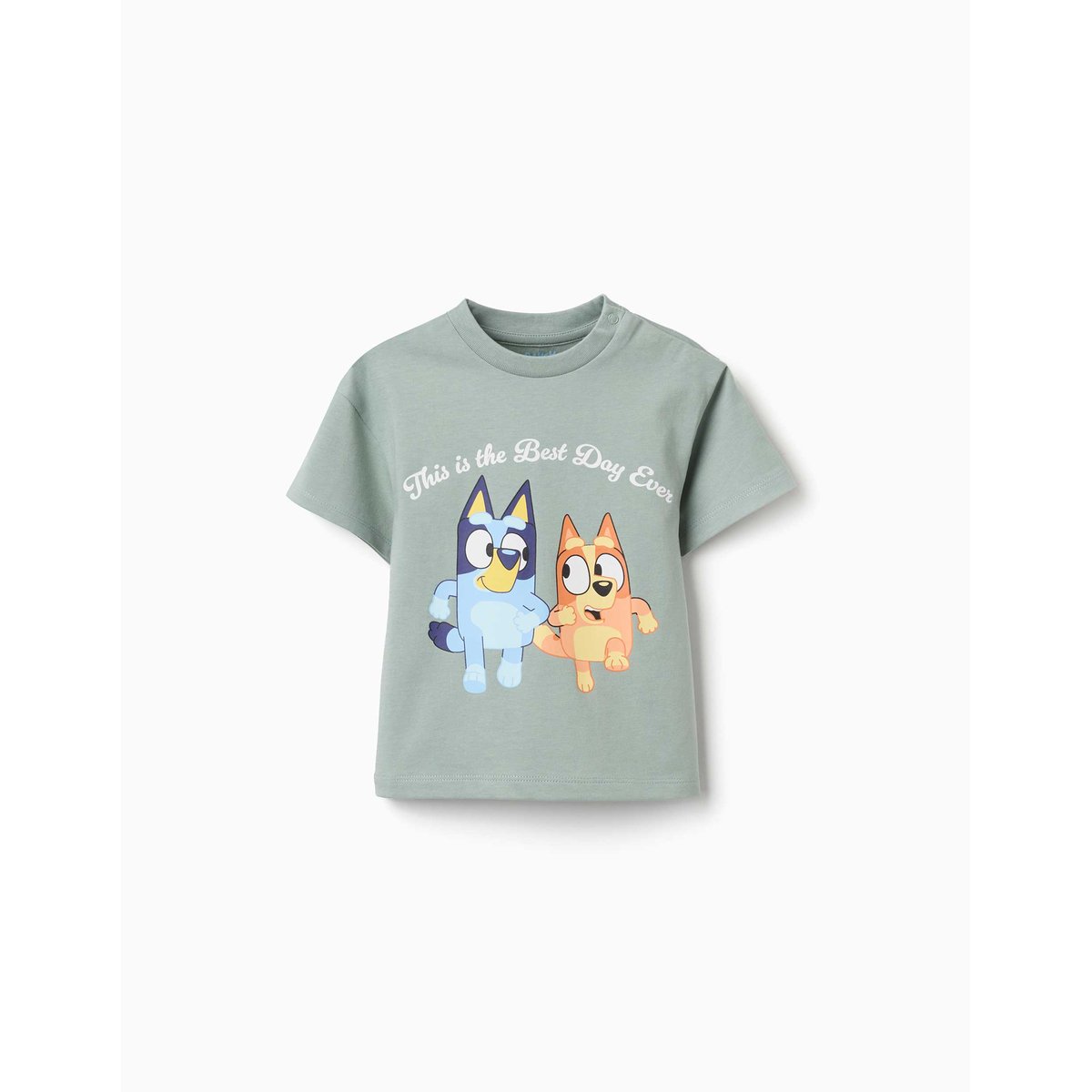 T-shirt en coton avec imprimé Bluey et Bingo vert, ZIPPY