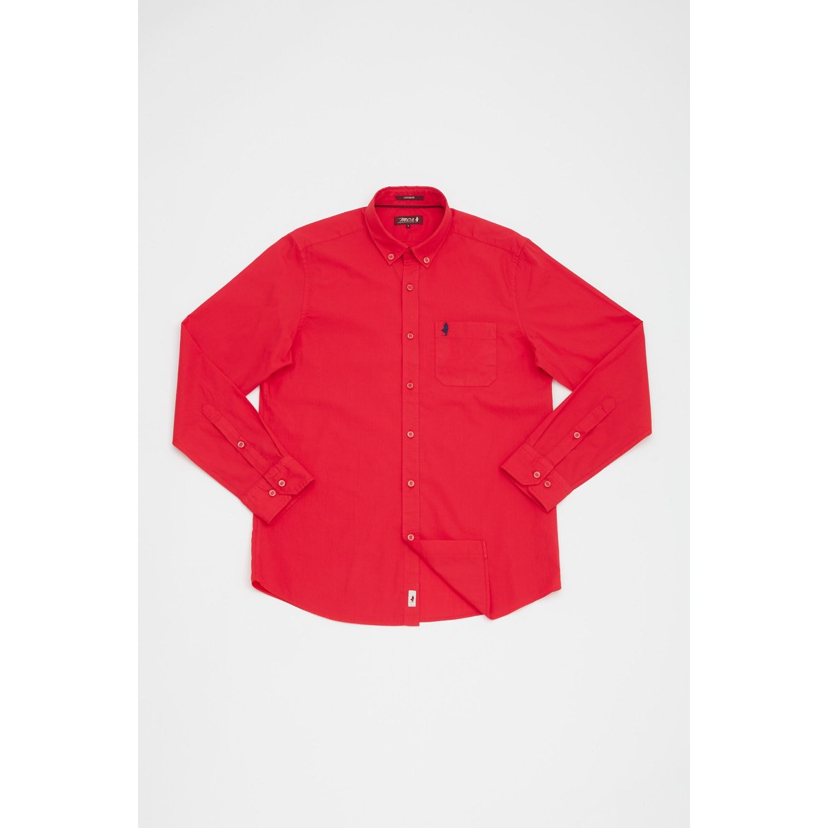 Chemise unie en popeline rouge cerise, MCS