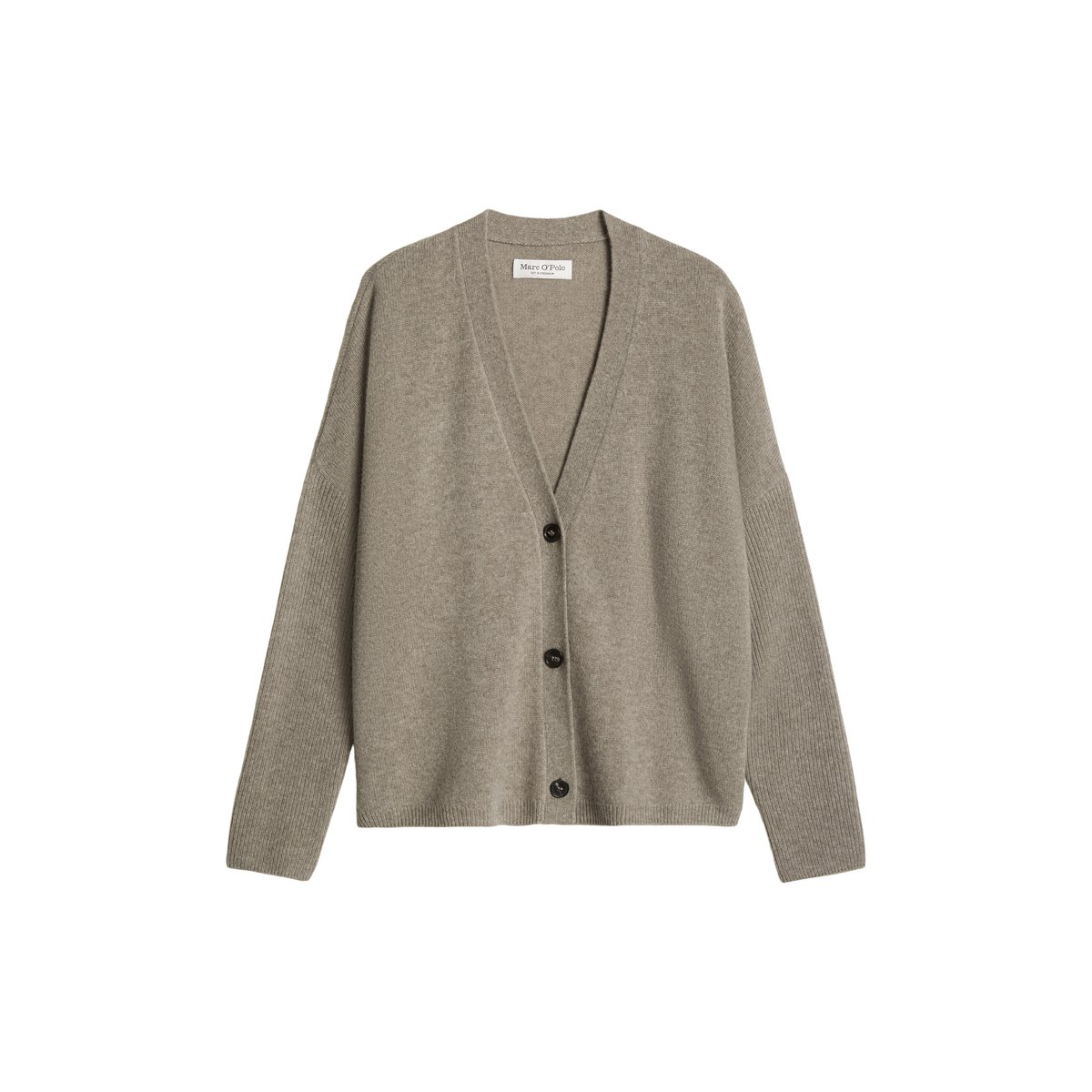 Cardigan oversize en laine d'agneau moelleuse beige, MARC O'POLO