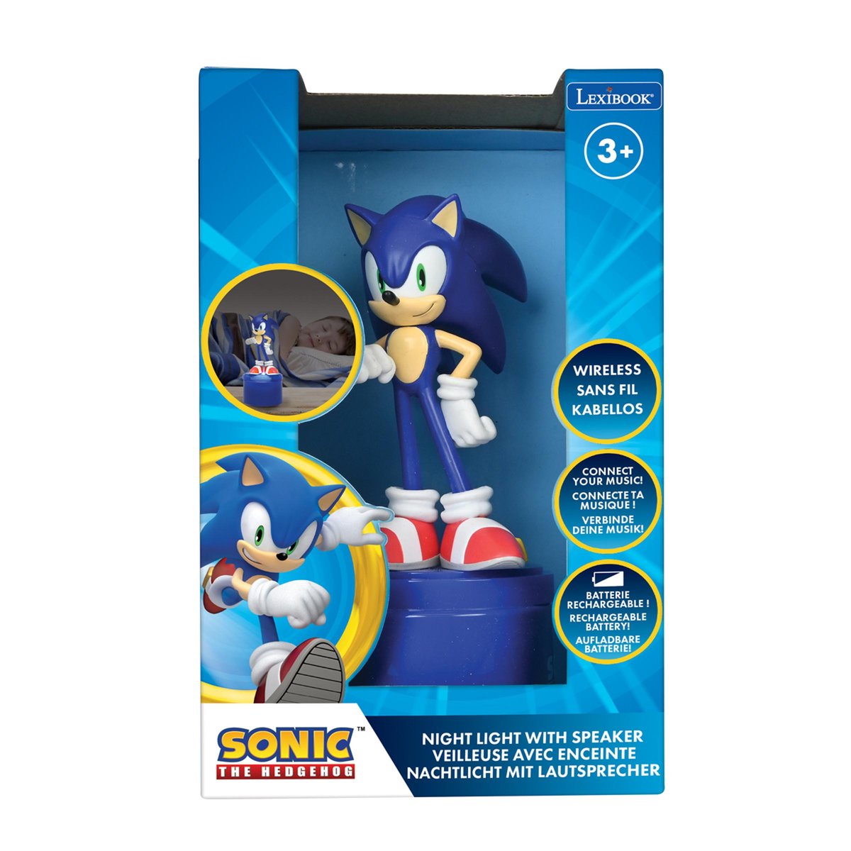 Enceinte Bluetooth veilleuse Sonic bleu, LEXIBOOK