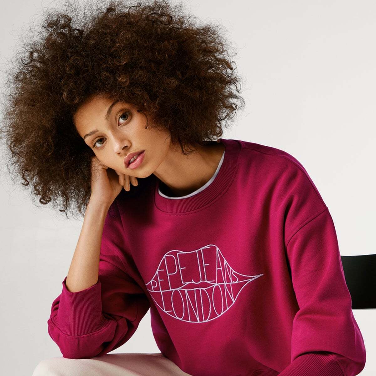 Sweat-Shirt À Col Rond Avec Logo penn rose, PEPE JEANS