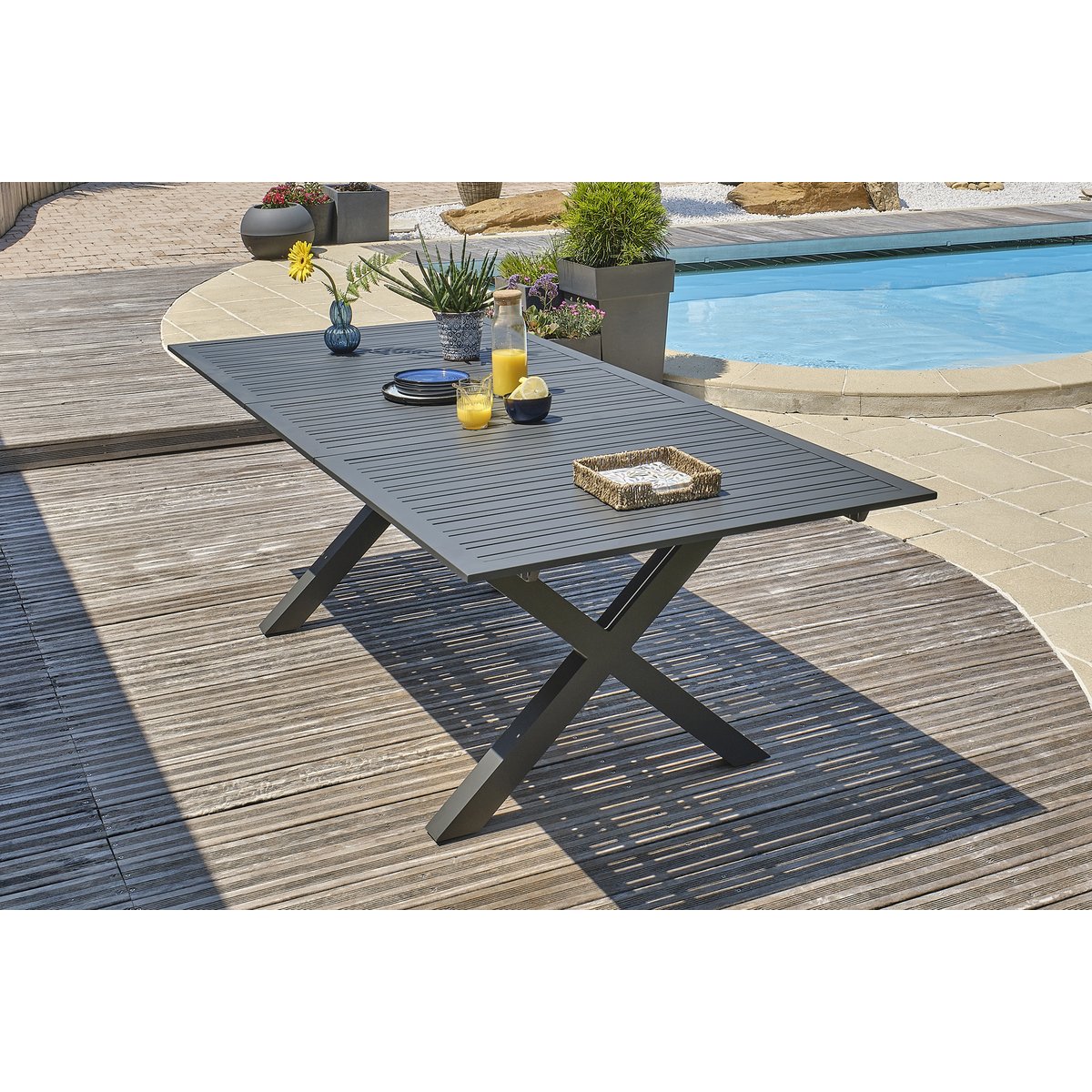 Table de jardin en aluminium  FLORIDE gris anthracite, DCB GARDEN