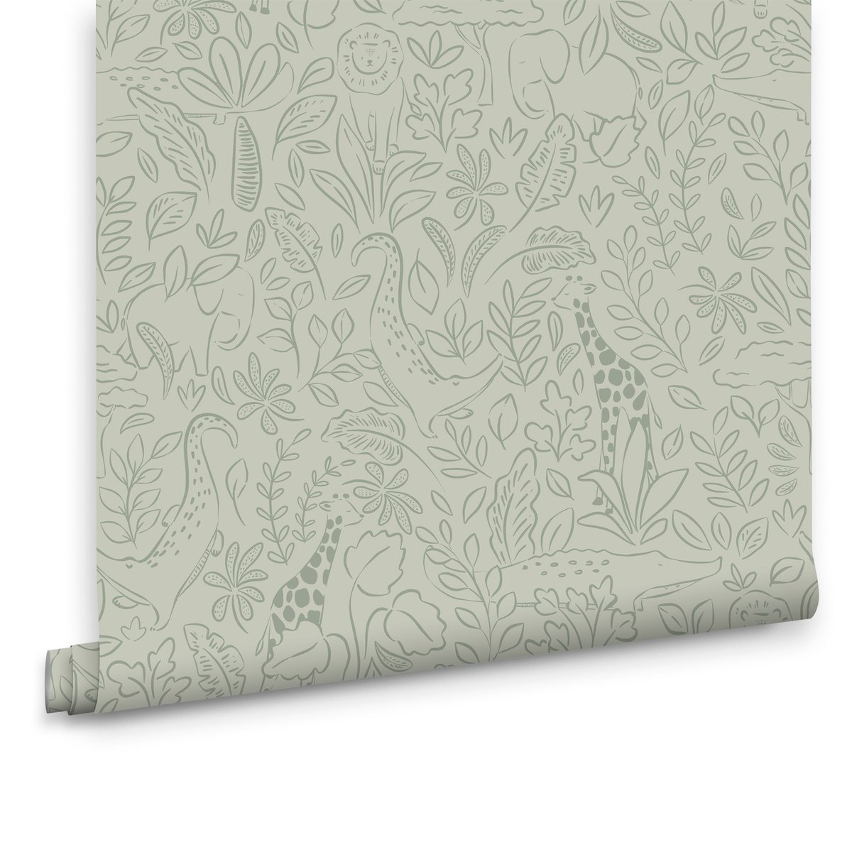 Papier peint pour enfant Petits animaux de la forêt vert sauge, LITTLE DUTCH